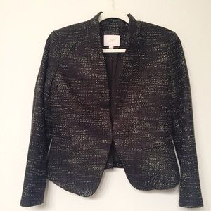 LOFT Black & White Tweed Blazer Jacket - Classic